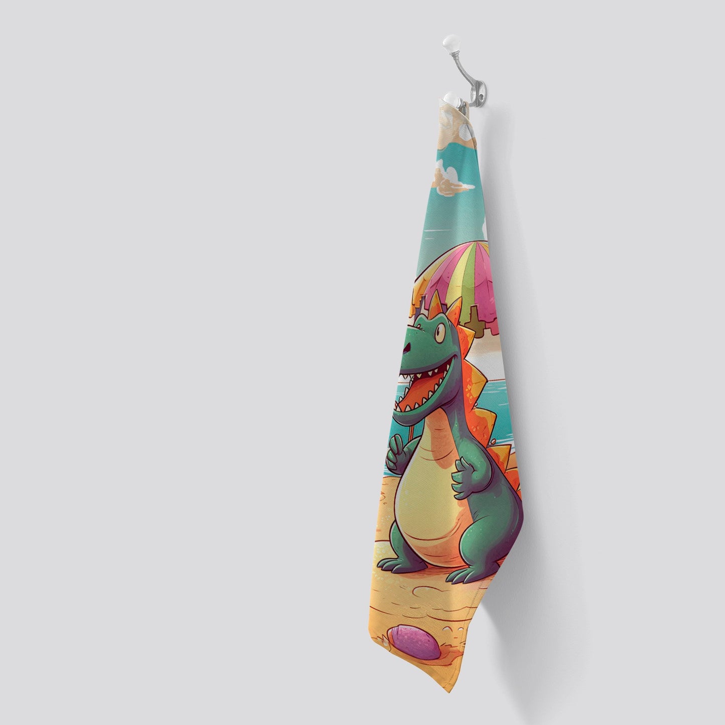 Dragon On A Beach Holiday Tea Towel