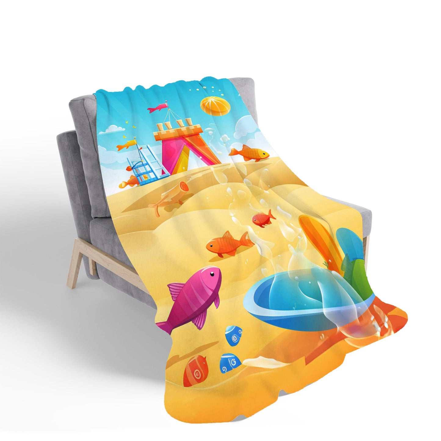 Fishes On A Beach Holiday Sherpa Blanket