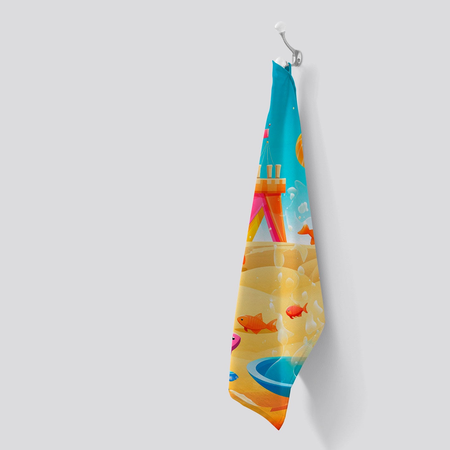 Fishes On A Beach Holiday Tea Towel