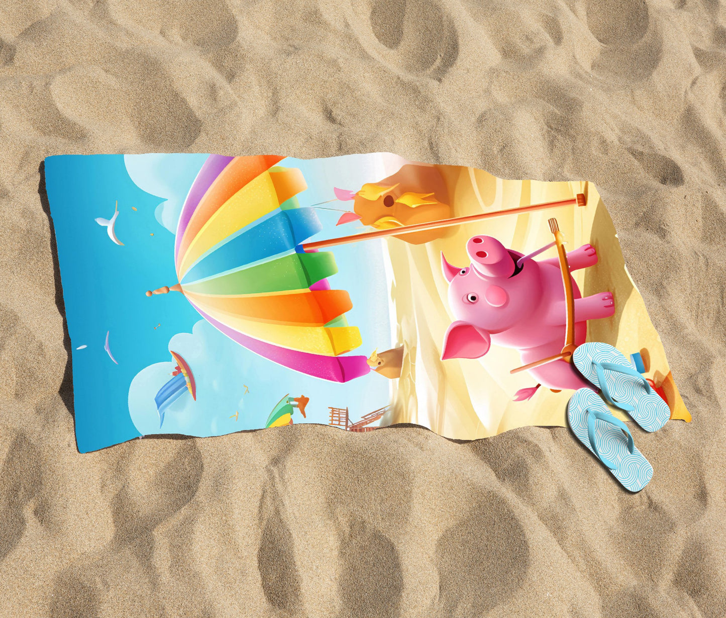 Pig On A Beach Holiday Beach Towel