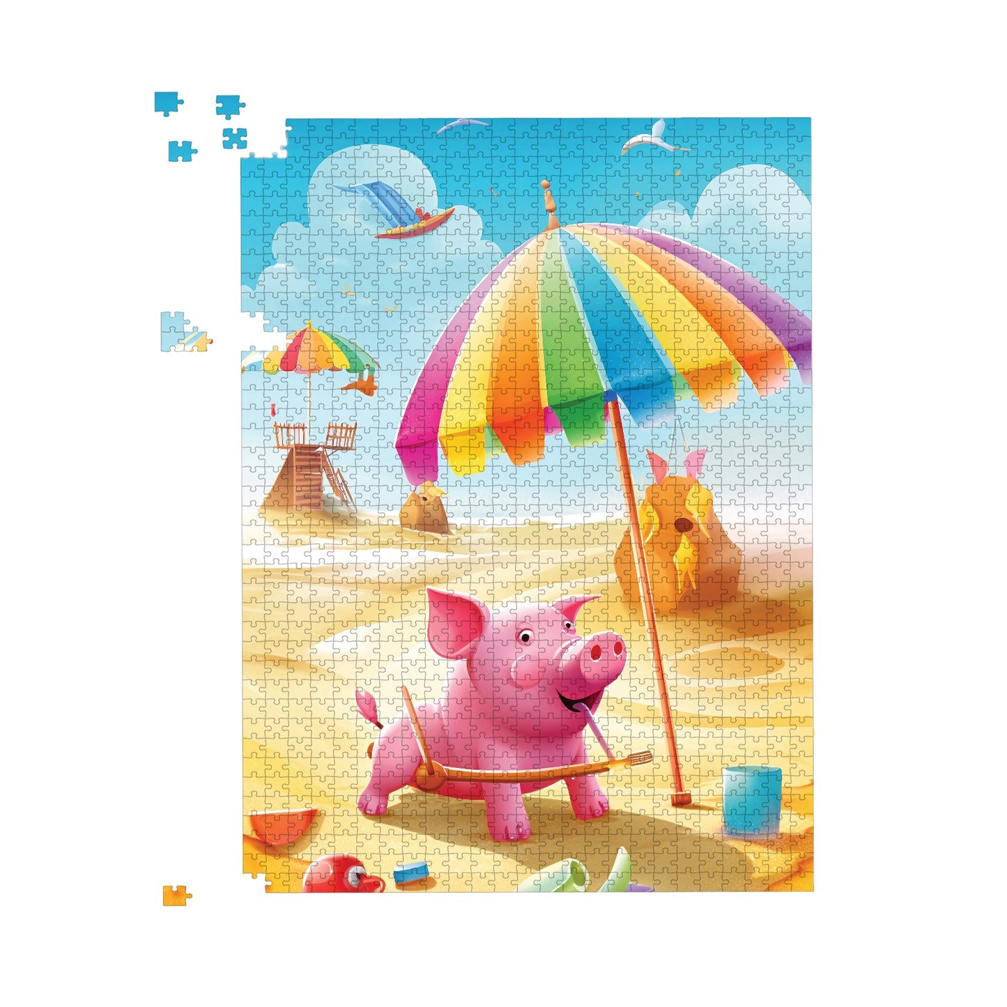 Pig On A Beach Holiday Jigsaw Puzzle