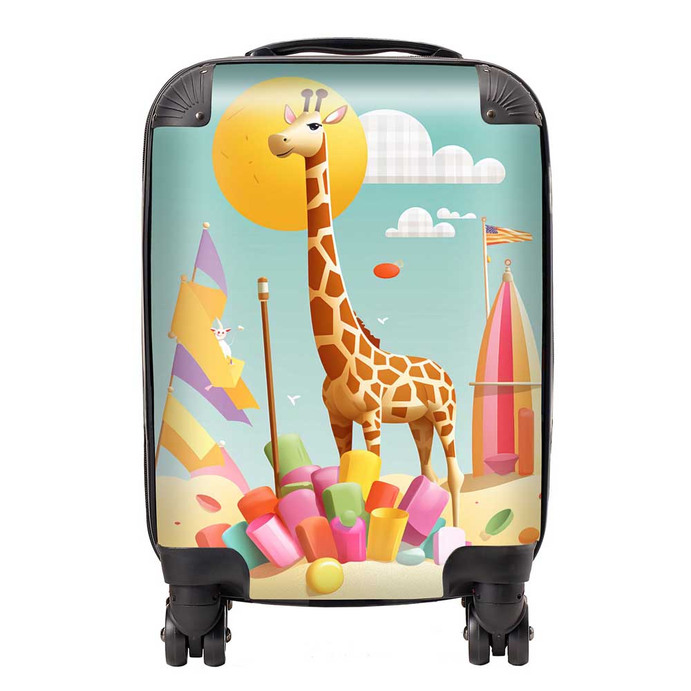 A Giraffe On A Beach Holiday Suitcase