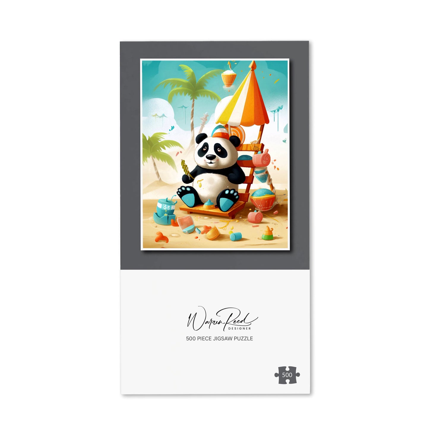 Happy Panda On A Beach Holiday Jigsaw Puzzle