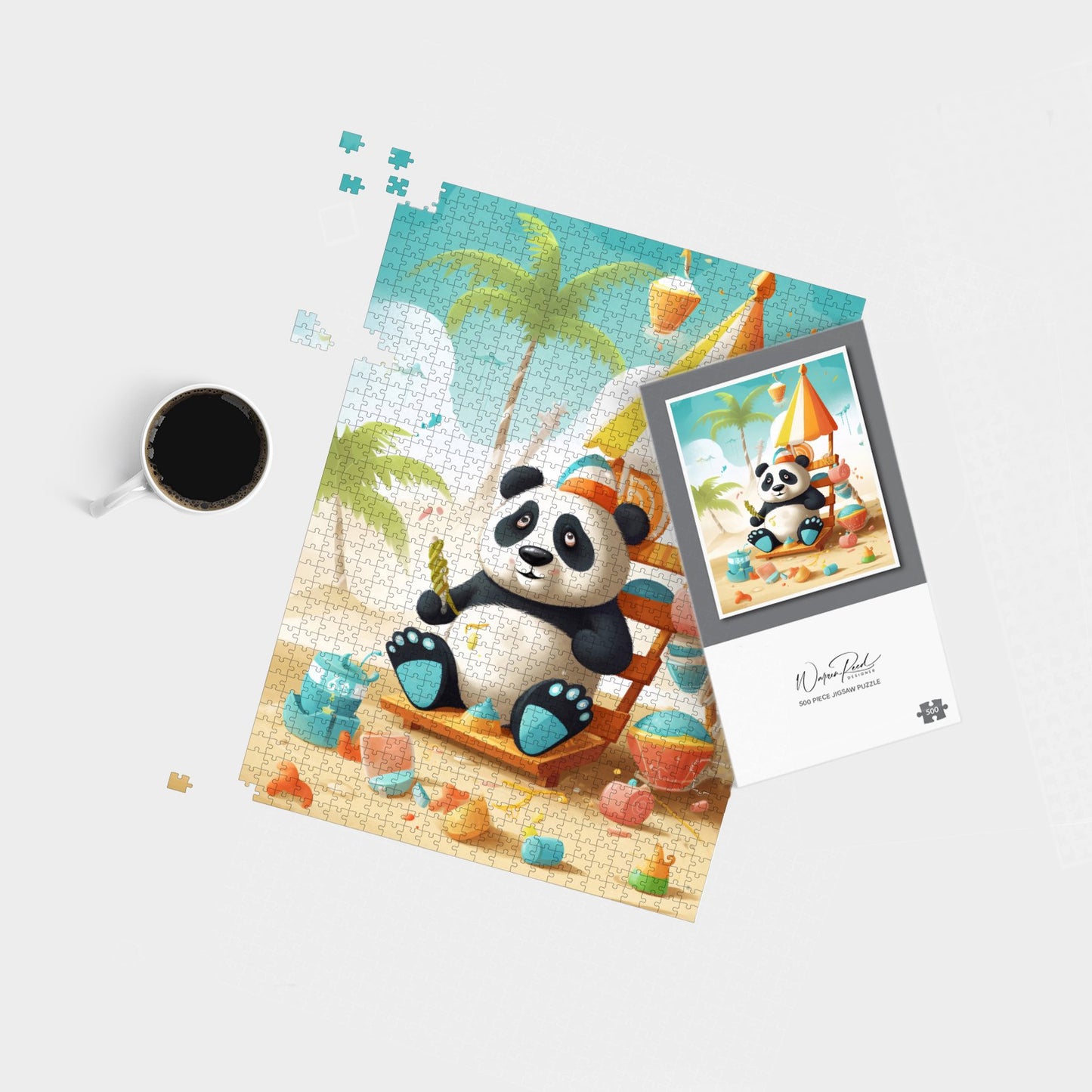 Happy Panda On A Beach Holiday Jigsaw Puzzle