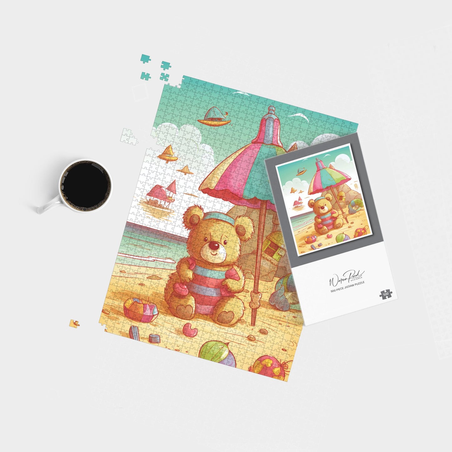 Lucky Teddy Bear On A Beach Holiday Jigsaw Puzzle