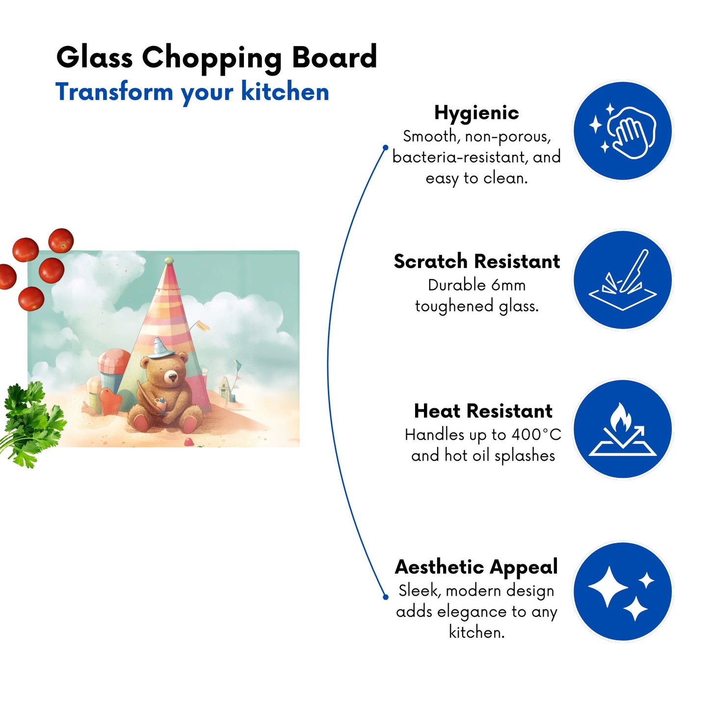 A Bear On A Beach Holiday Glass Chopping Board