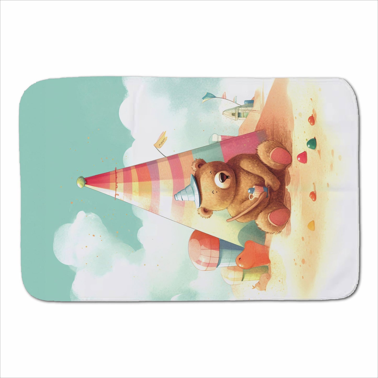 A Bear On A Beach Holiday Sherpa Blanket