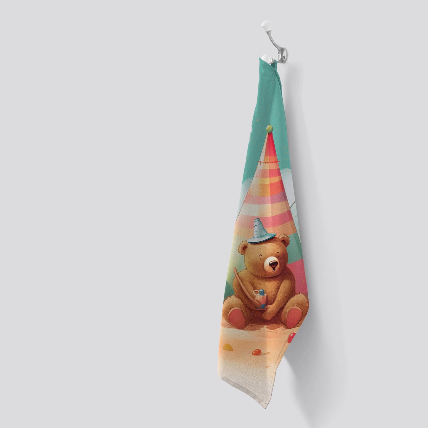 A Bear On A Beach Holiday Tea Towel