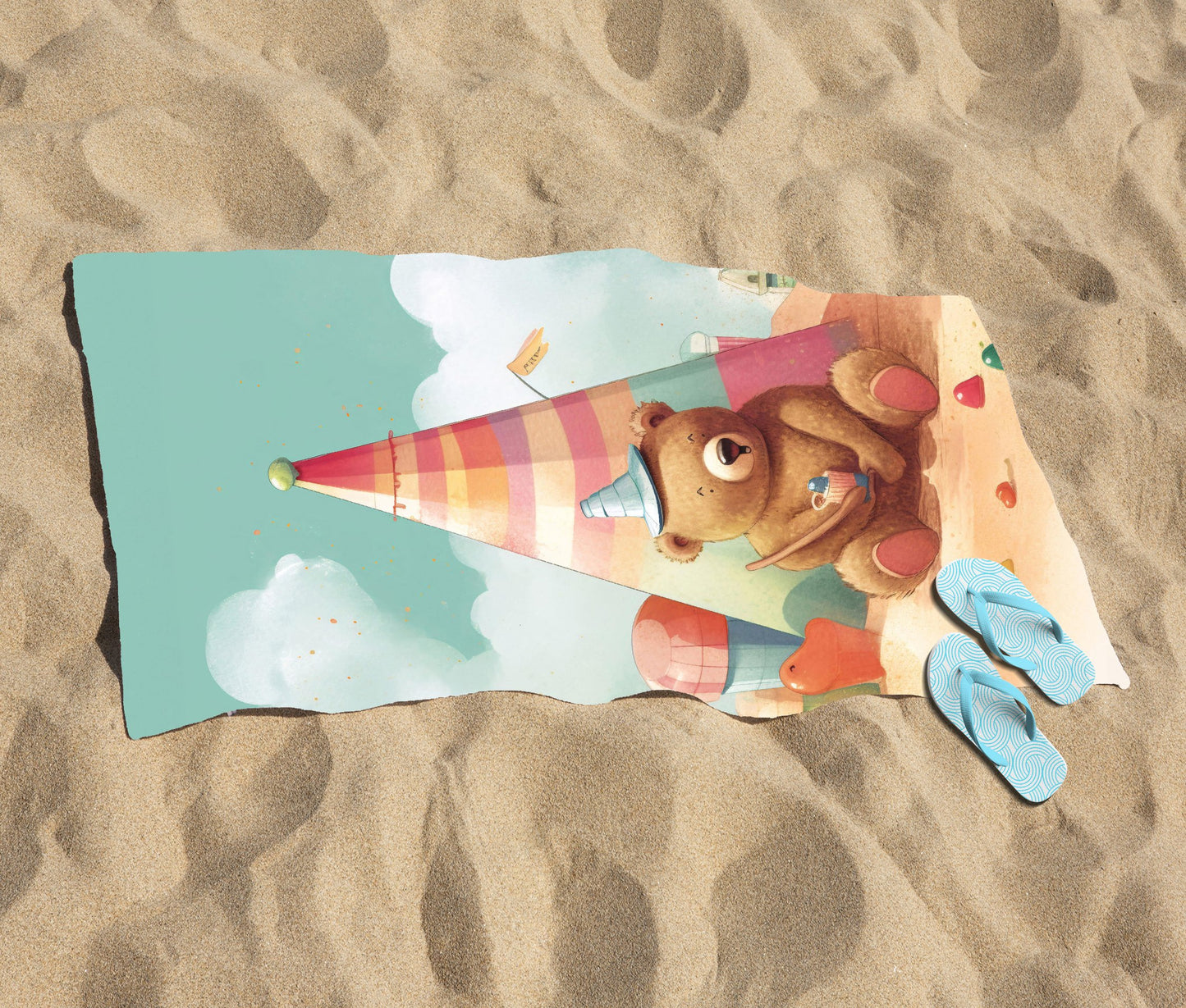 A Bear On A Beach Holiday Beach Towel