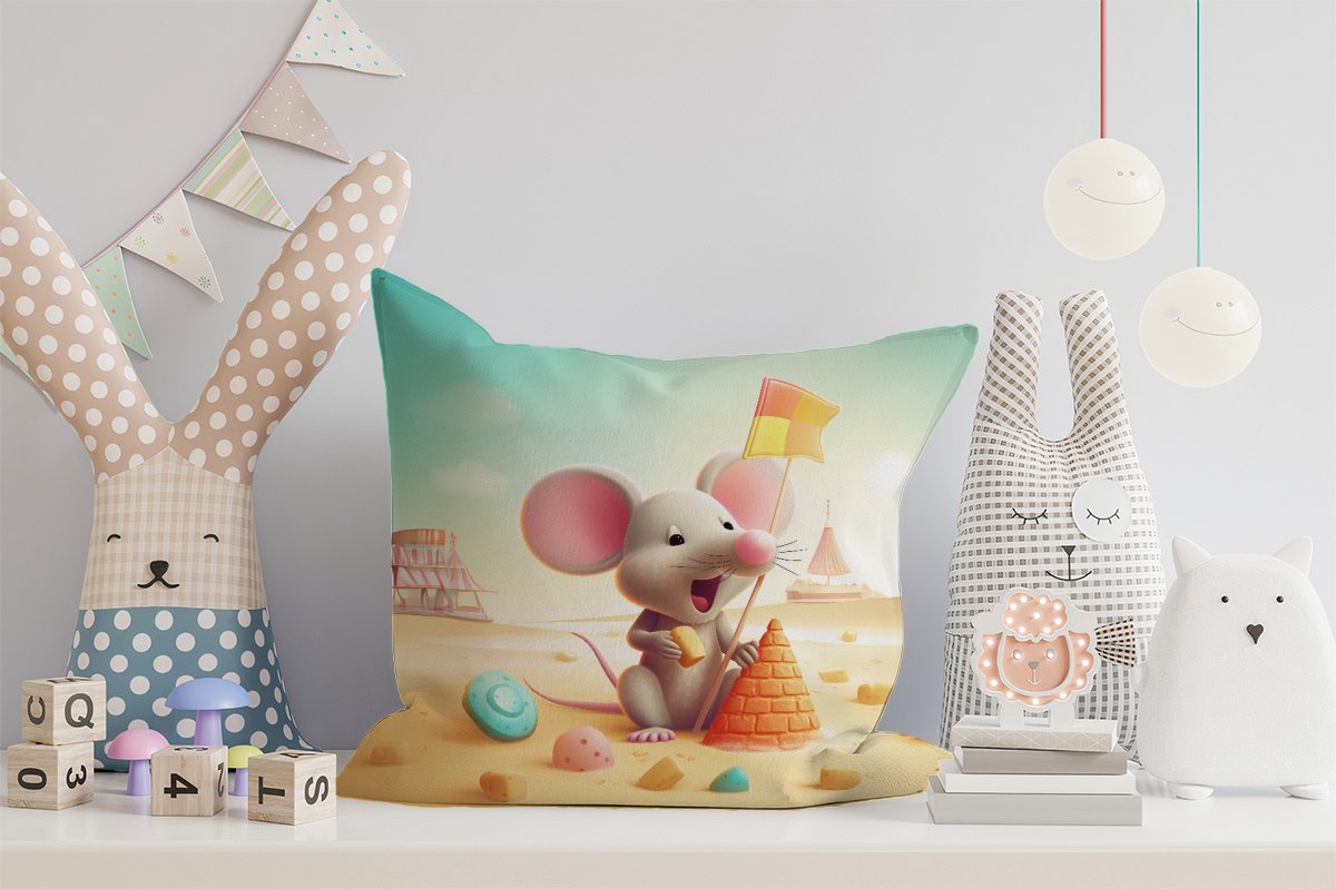 A Mouse On A Beach Holiday Cushions