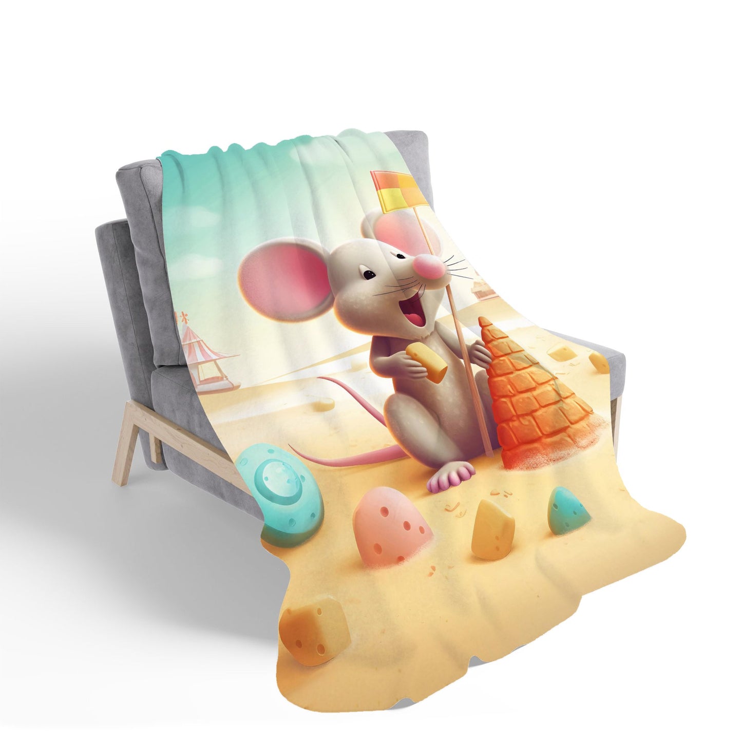 A Mouse On A Beach Holiday Sherpa Blanket