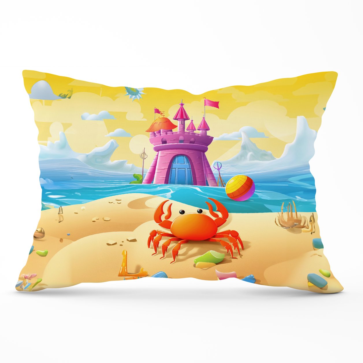 Orange Crab On A Beach Holiday Cushions