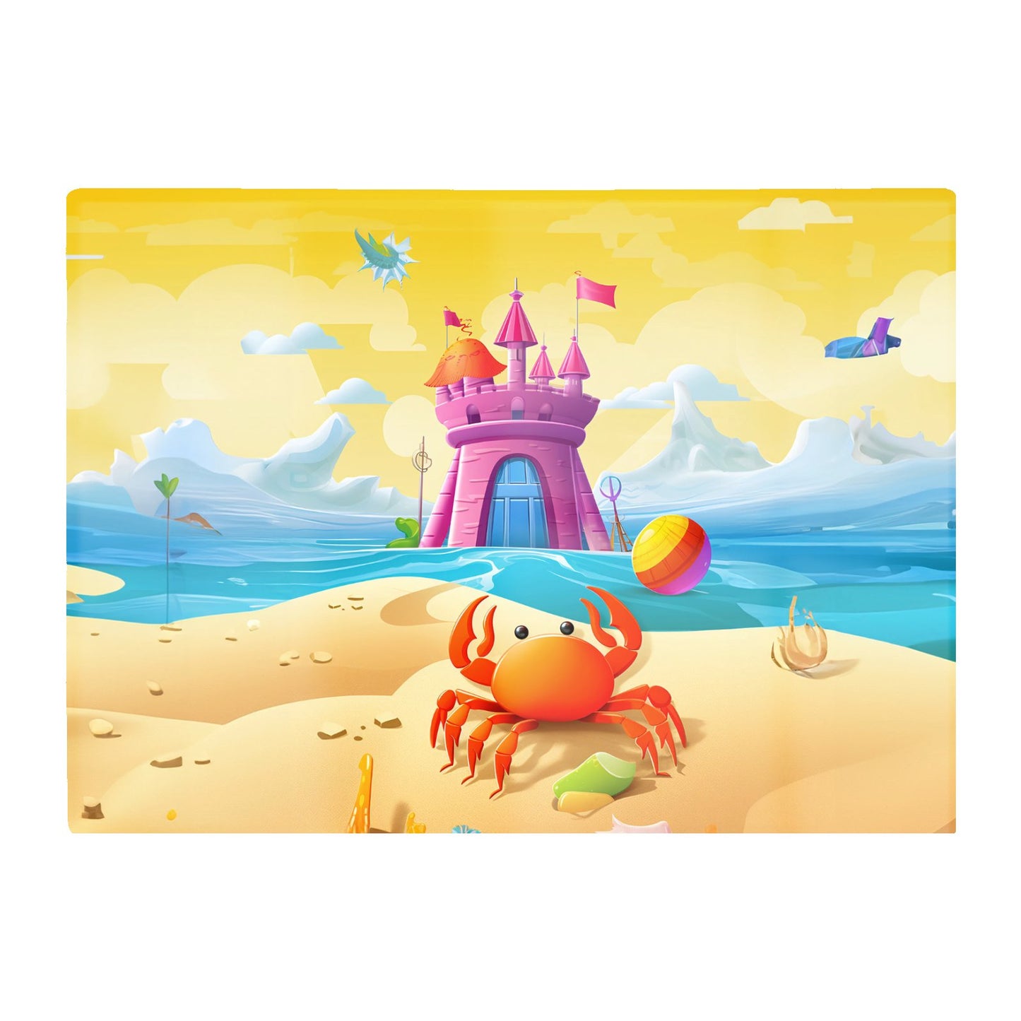 Orange Crab On A Beach Holiday Glass Chopping Board