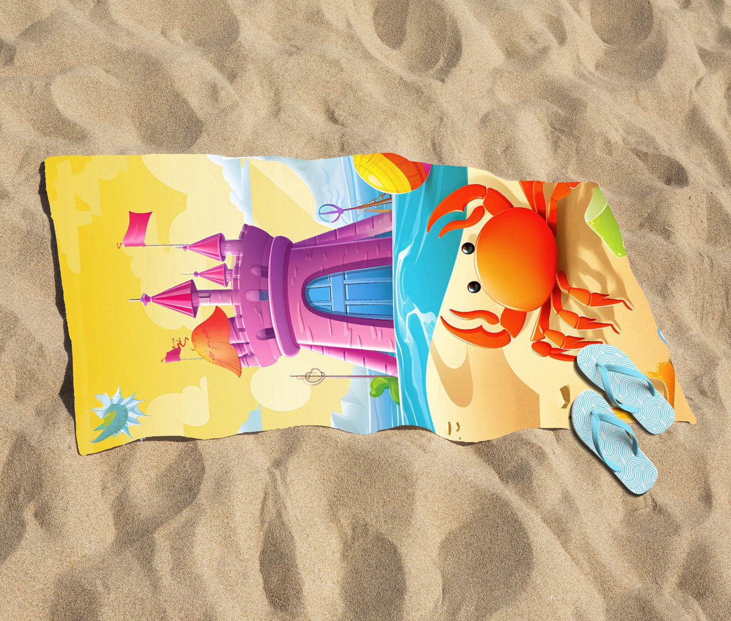Orange Crab On A Beach Holiday Beach Towel