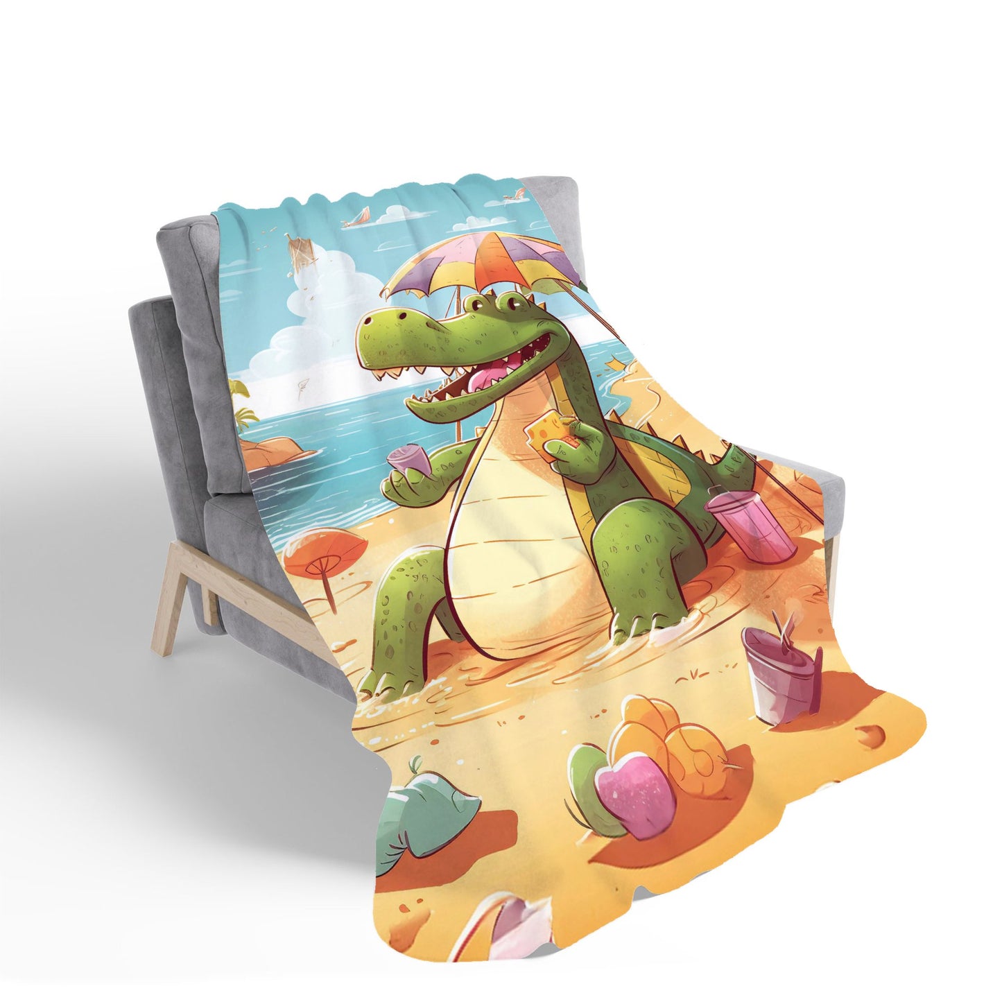A Crocodile On A Beach Holiday Sherpa Blanket