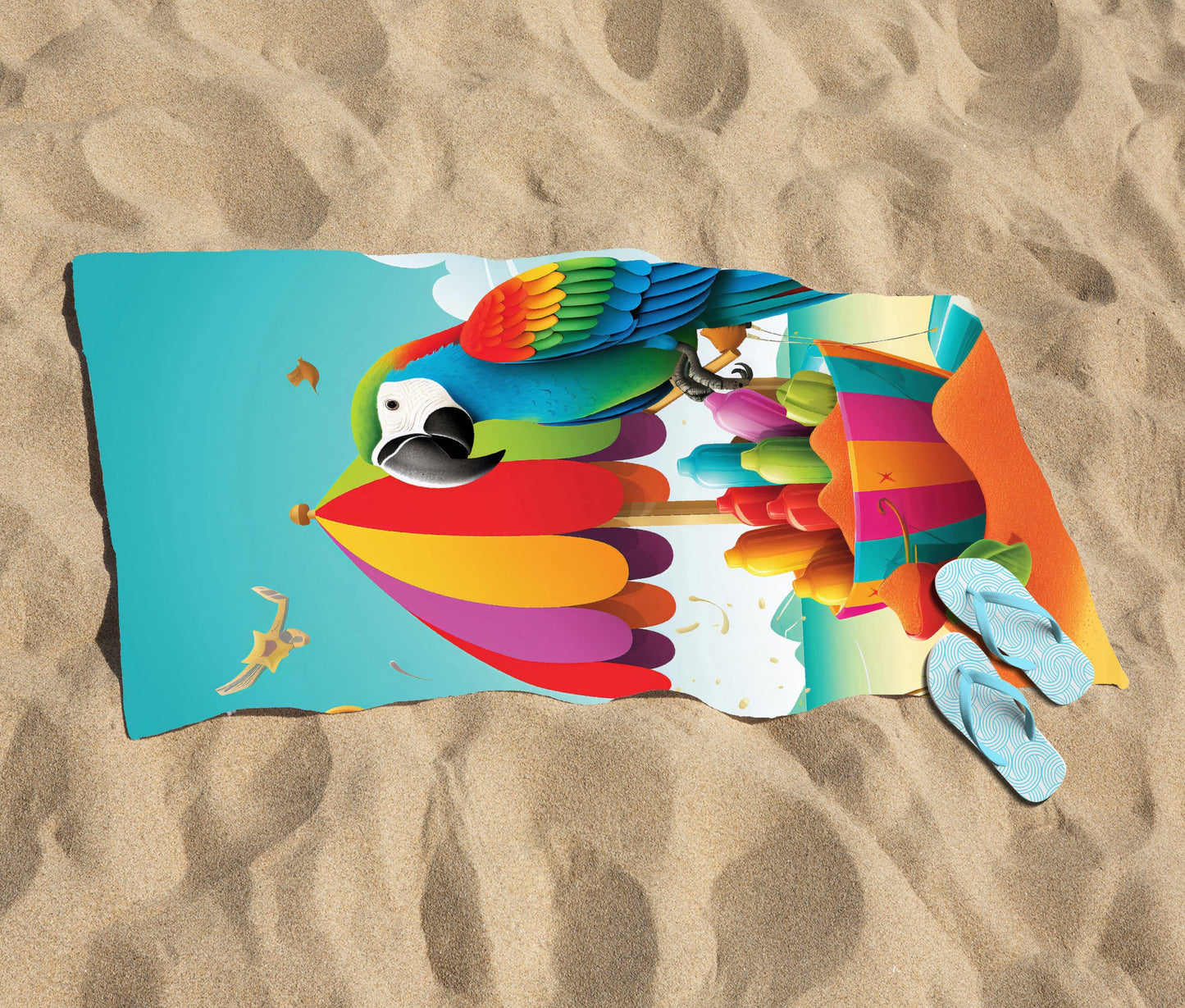 Parrot On A Beach Holiday Beach Towel