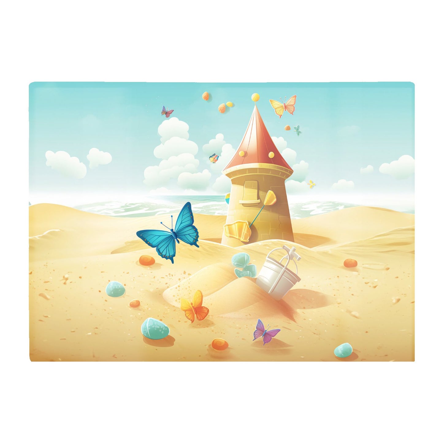 Butterflies On A Beach Holiday Glass Chopping Board