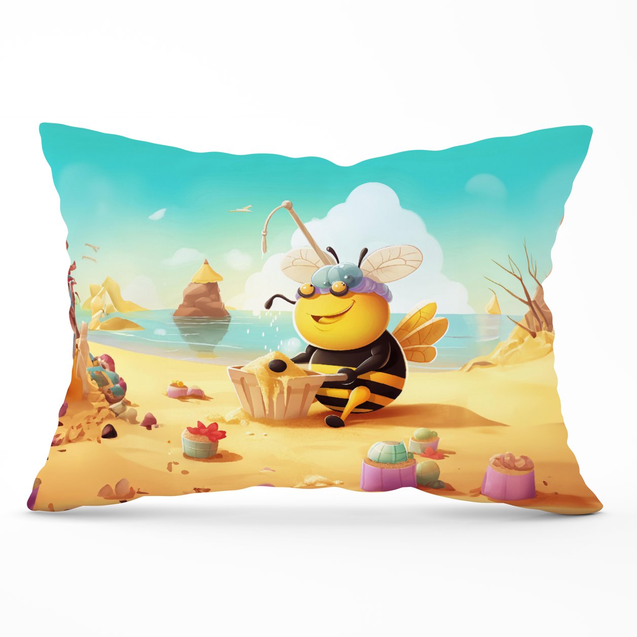 Bumblebee On A Beach Holiday Cushions