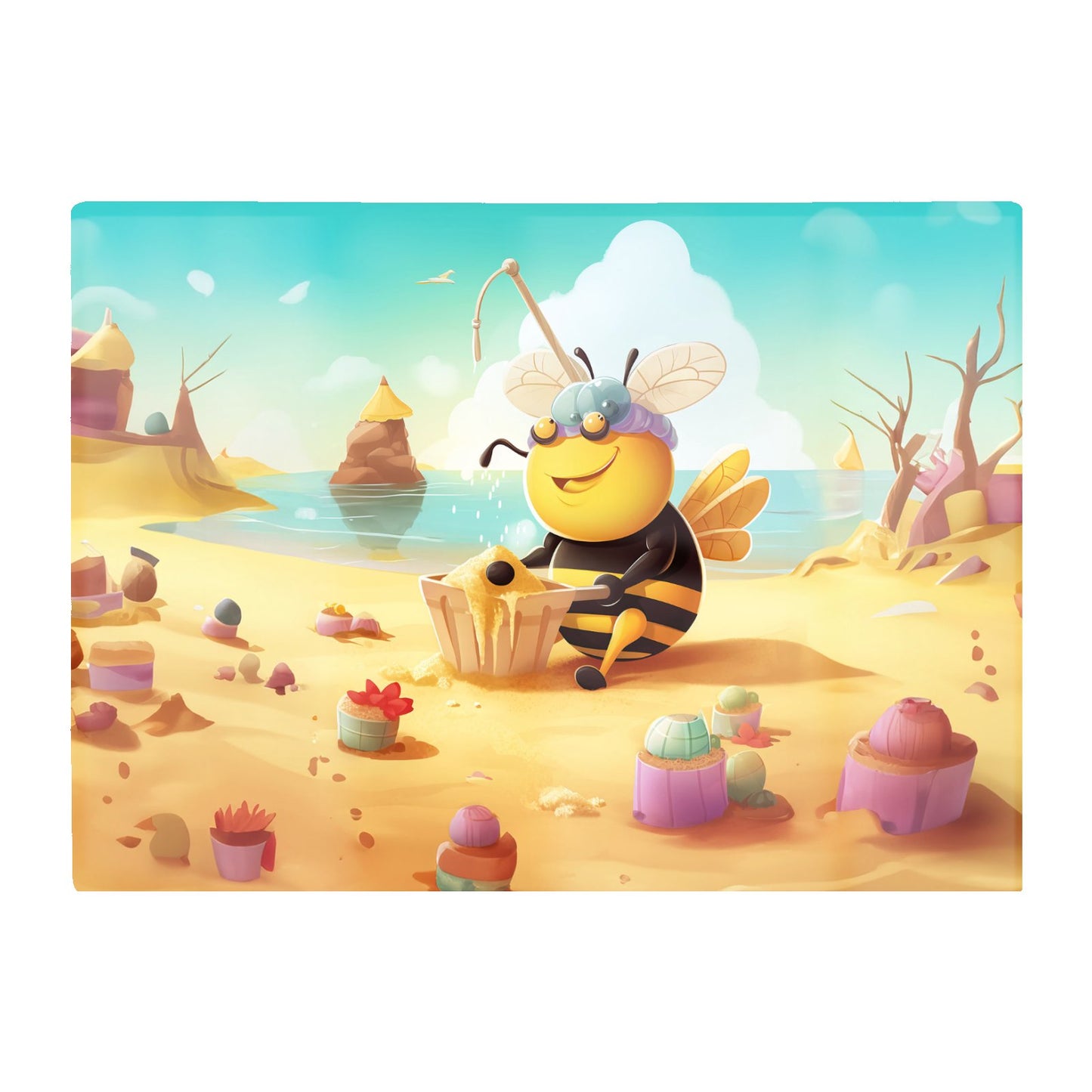 Bumblebee On A Beach Holiday Glass Chopping Board