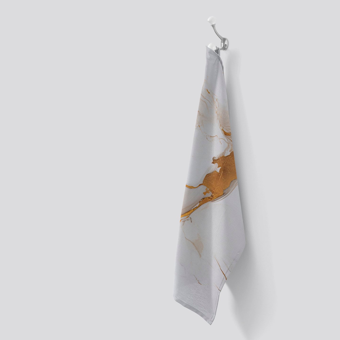 White Marble With Gold Tea Towel
