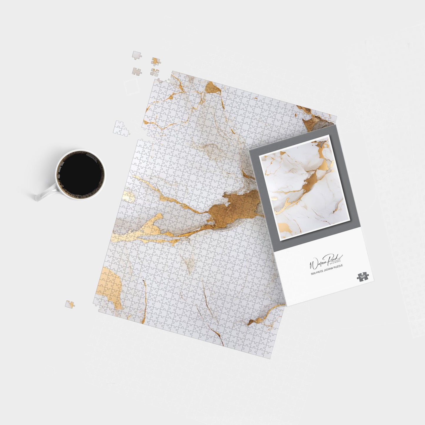 White Marble With Gold Jigsaw Puzzle