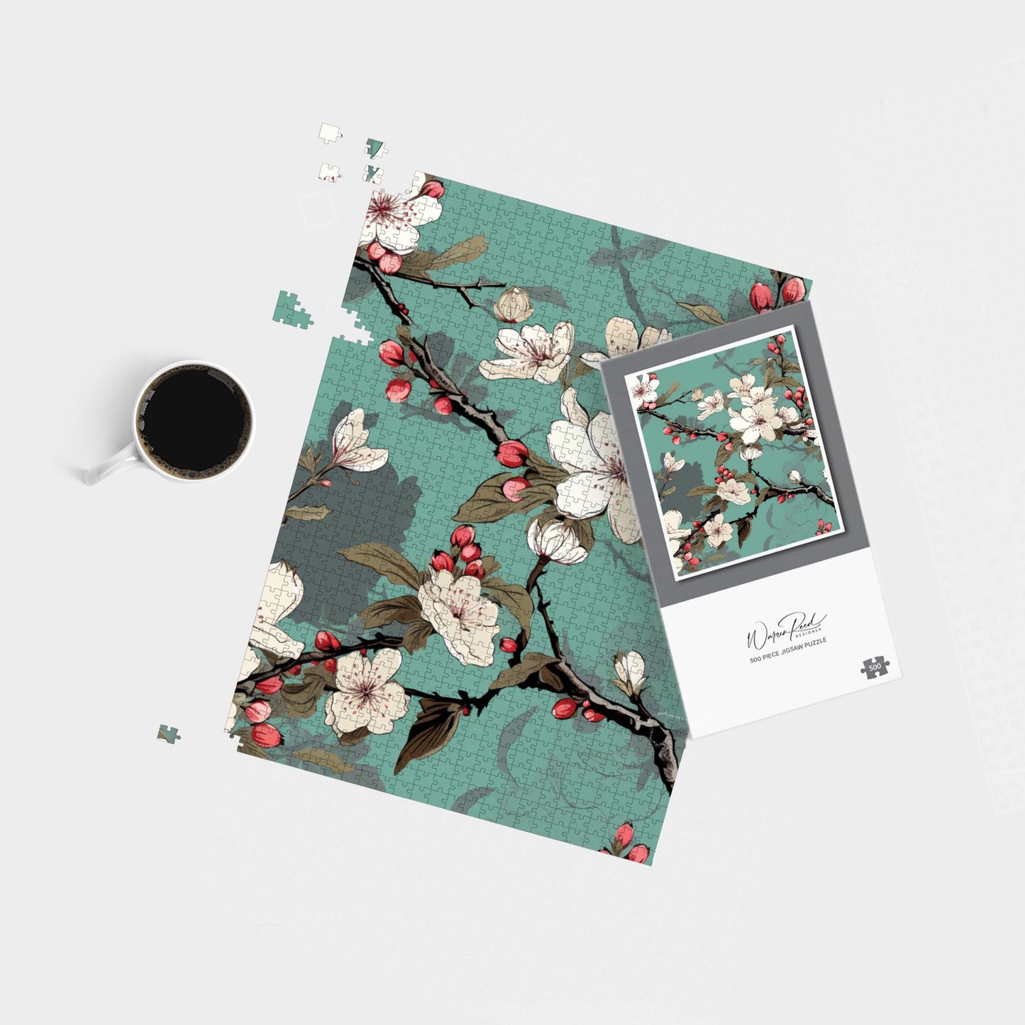 Pink Blossom Asian Design Jigsaw Puzzle