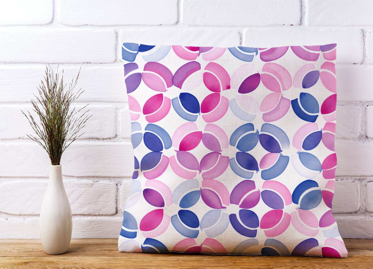 Interlocking Pink Blue Shape Cushions