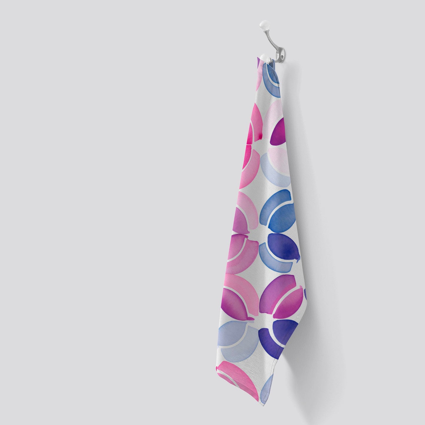Interlocking Pink Blue Shape Tea Towel