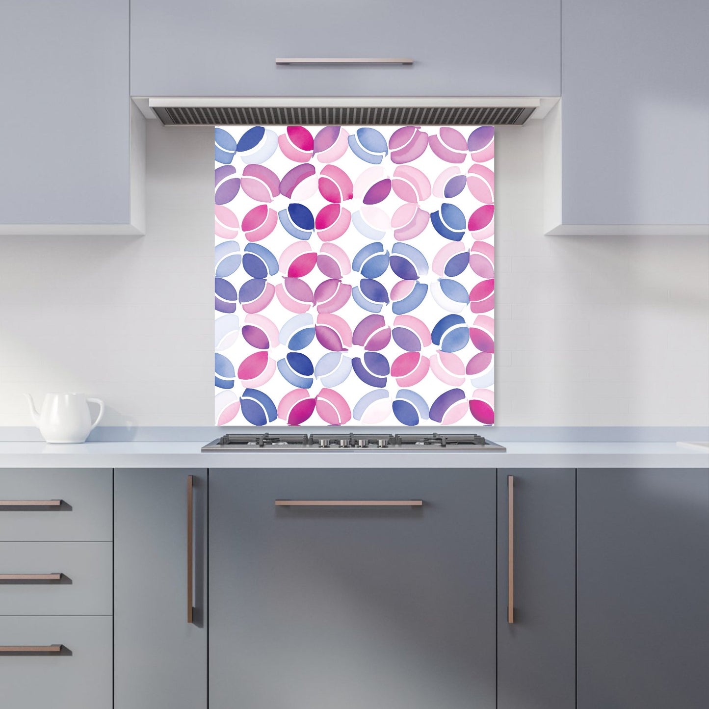 Interlocking Pink Blue Shape Kitchen Splashback