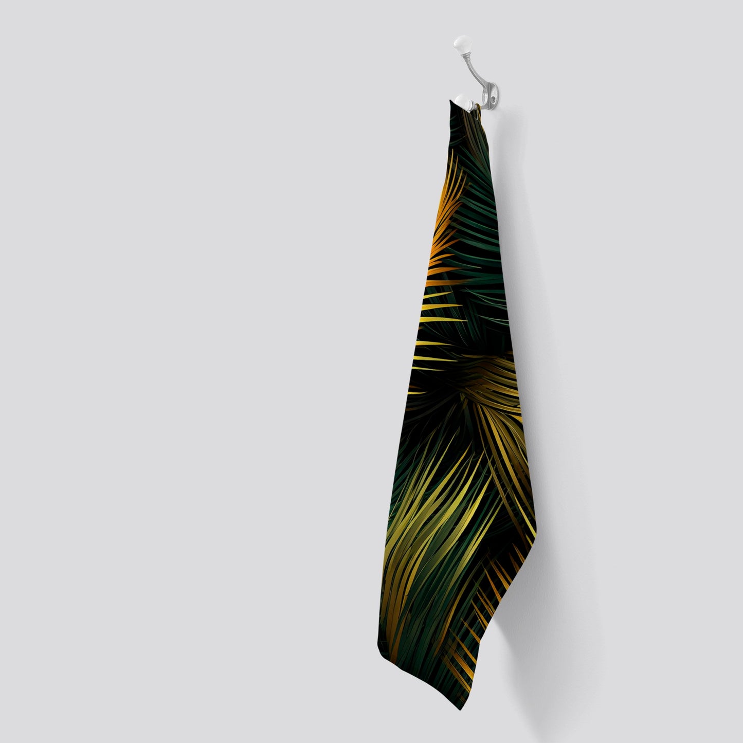 Golden Palm Leaves Tea Towel