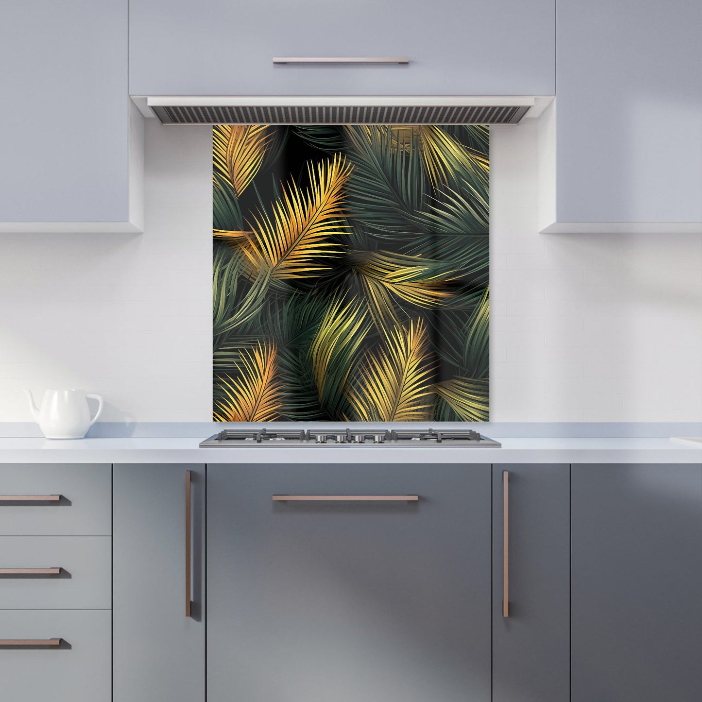 Golden Palm Leaves Kitchen Splashback