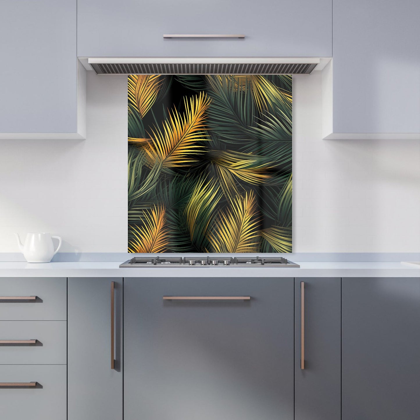 Golden Palm Leaves Kitchen Splashback