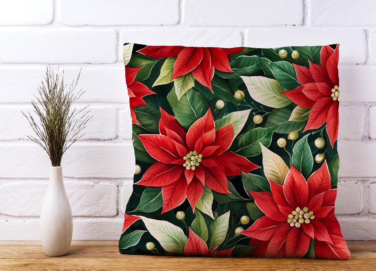 Poinsetta Watercolour Cushions