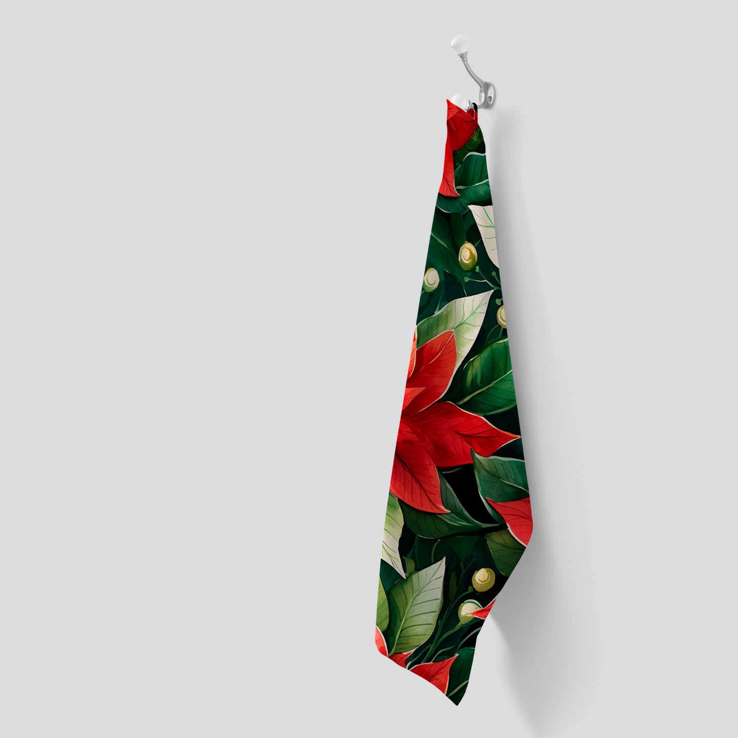Poinsetta Watercolour Tea Towel