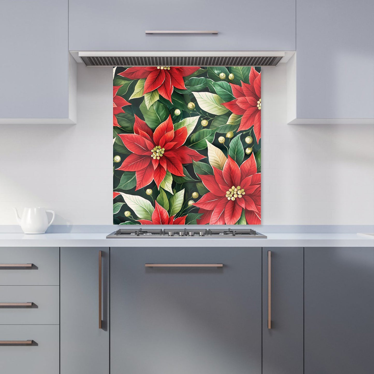 Poinsetta Watercolour Kitchen Splashback