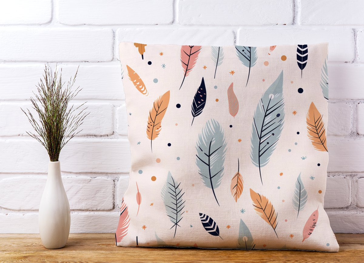 Pastel Feather Pattern Cushions