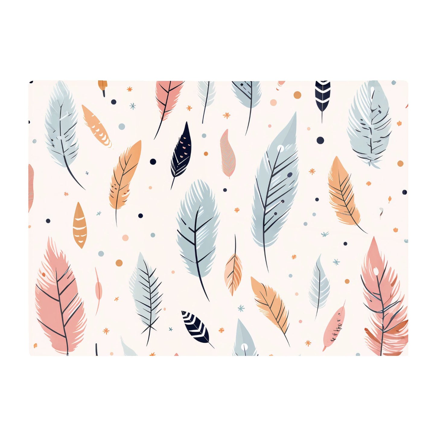 Pastel Feather Pattern Glass Chopping Board