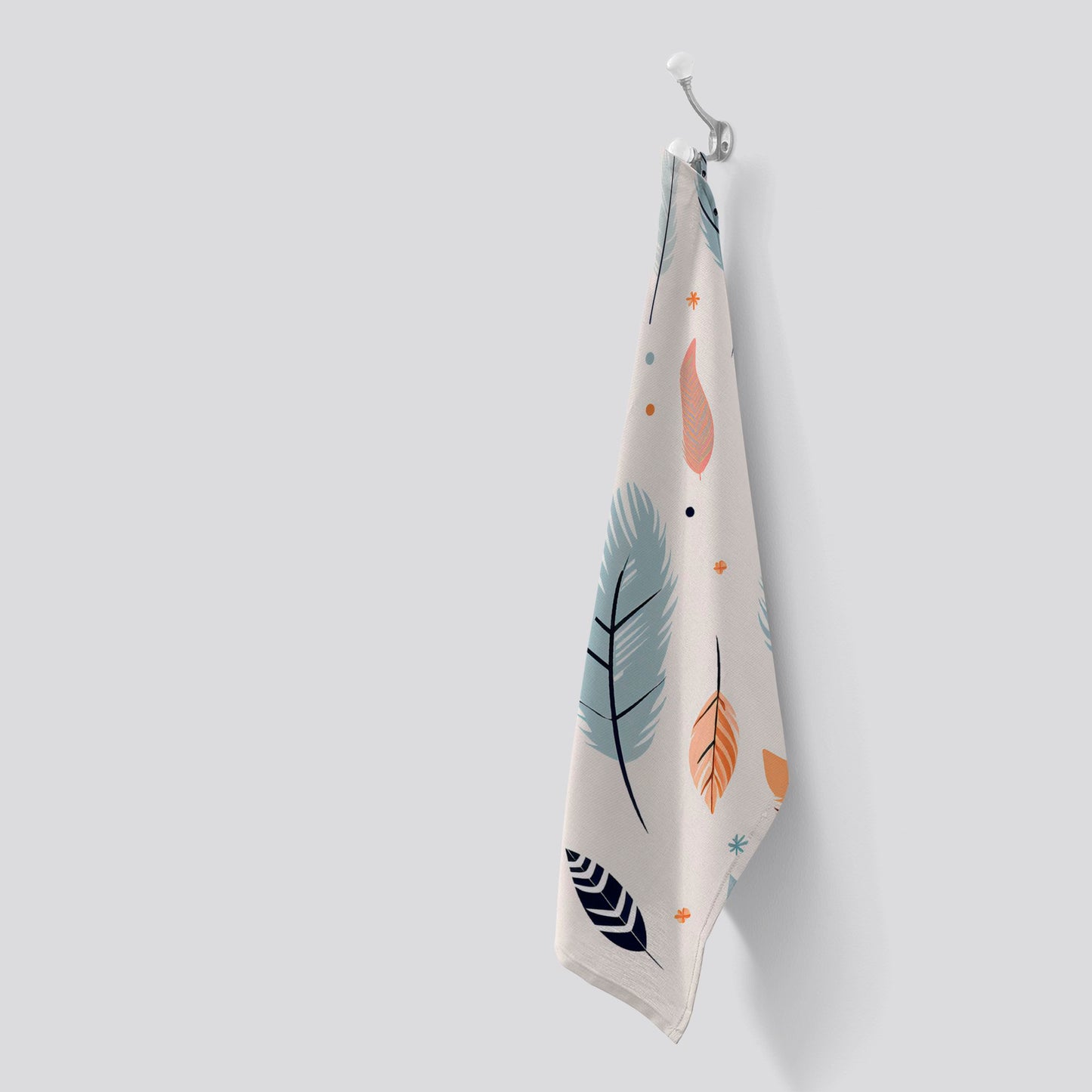 Pastel Feather Pattern Tea Towel