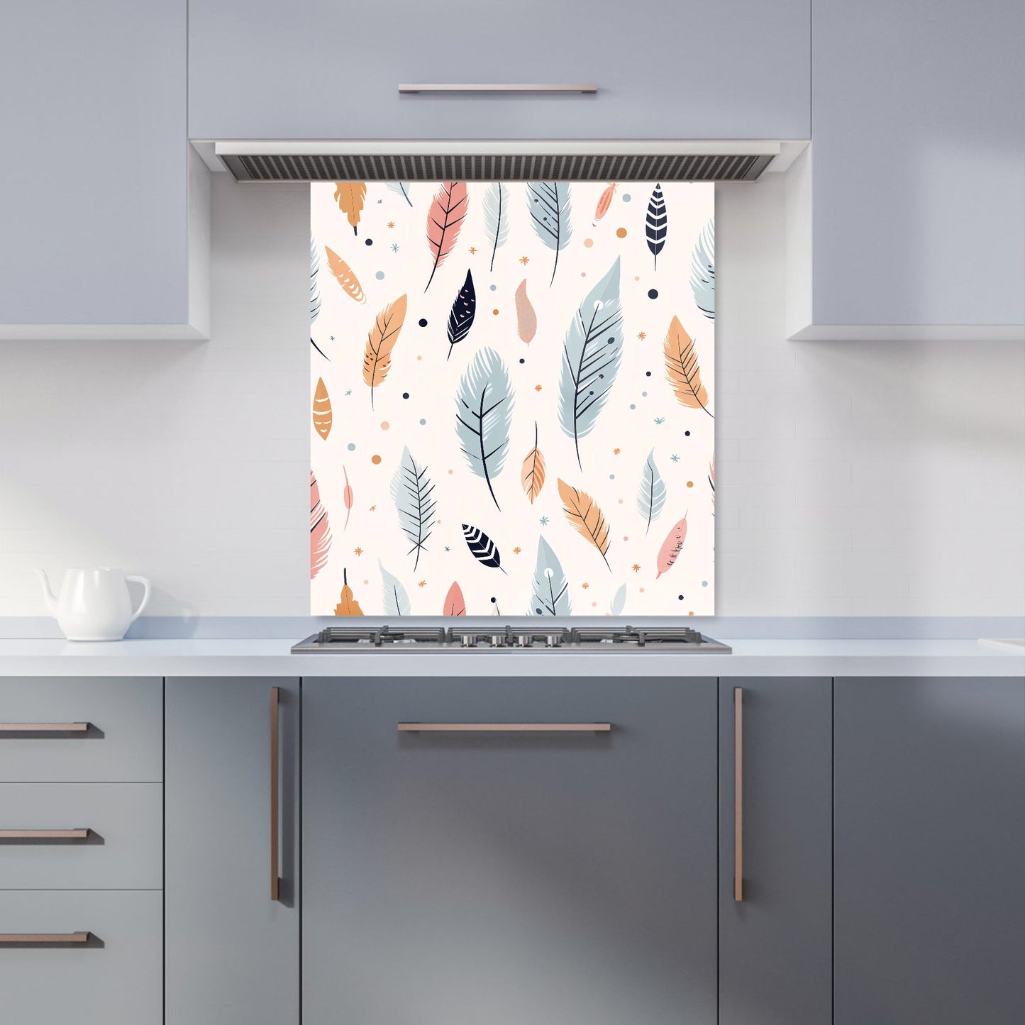 Pastel Feather Pattern Kitchen Splashback