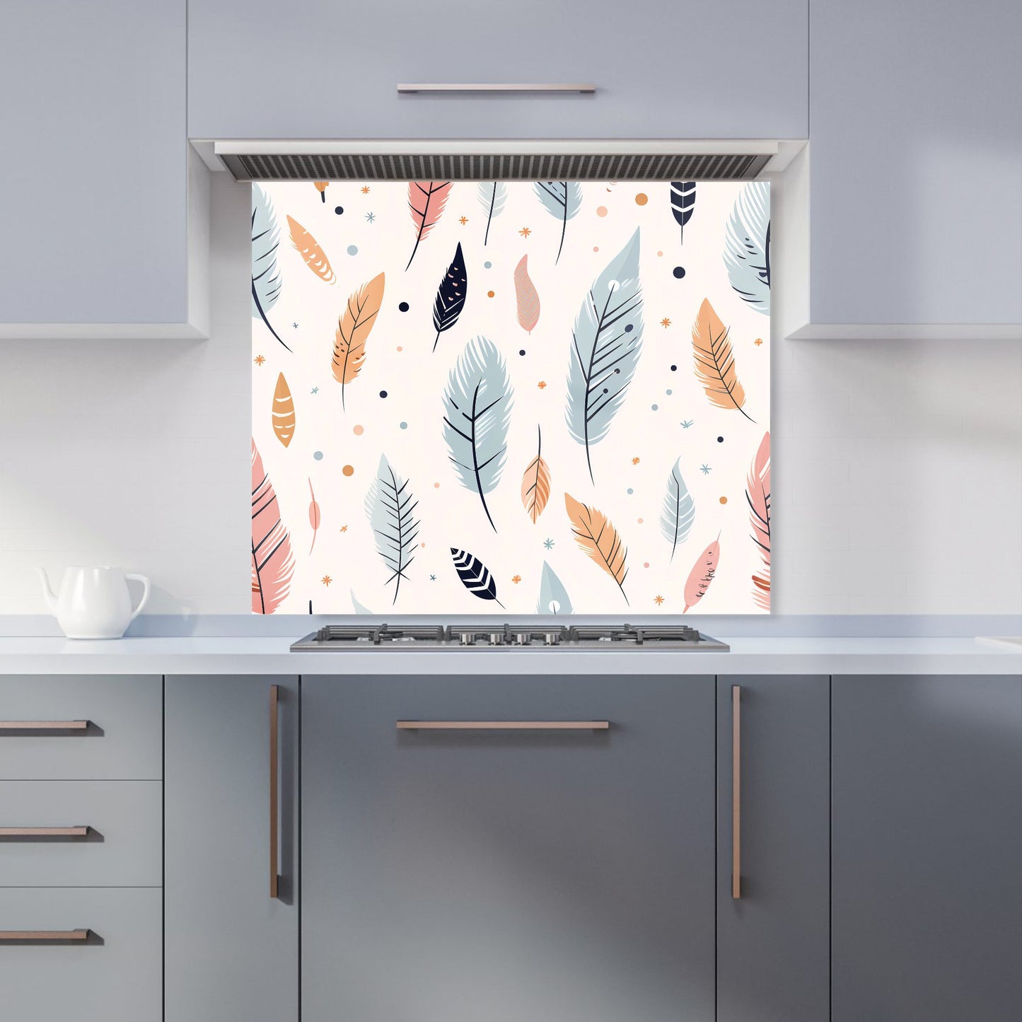 Pastel Feather Pattern Kitchen Splashback