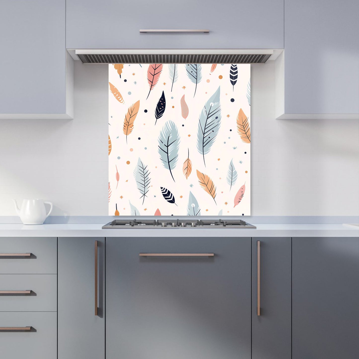 Pastel Feather Pattern Kitchen Splashback