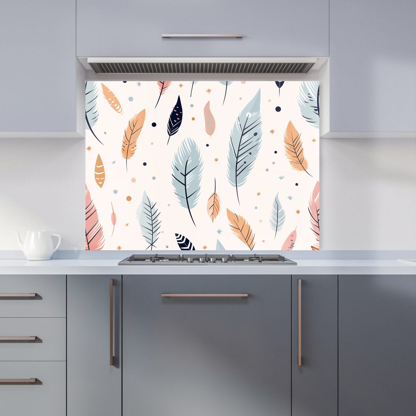 Pastel Feather Pattern Kitchen Splashback