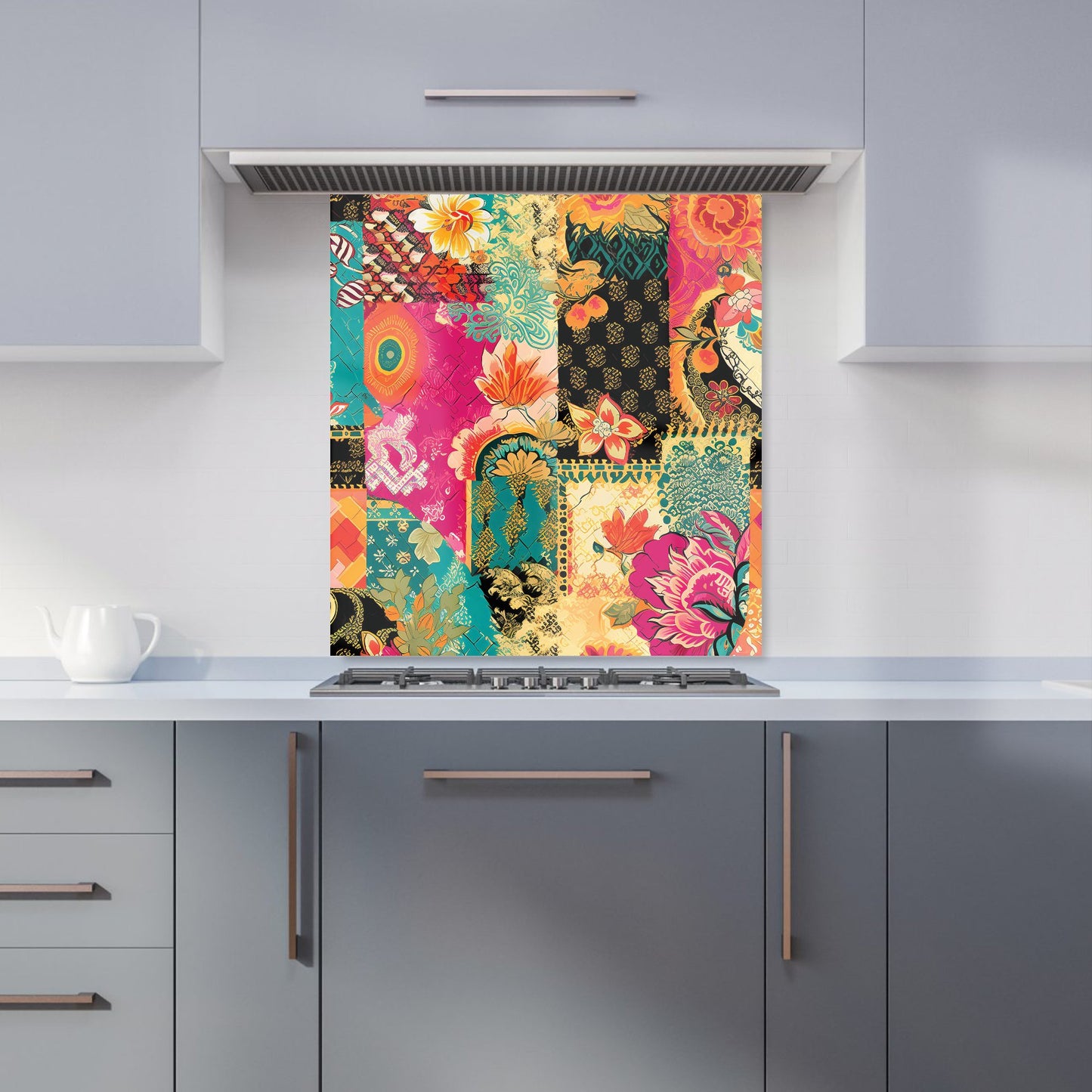 Patchwork Mixed Textiles Kitchen Splashback