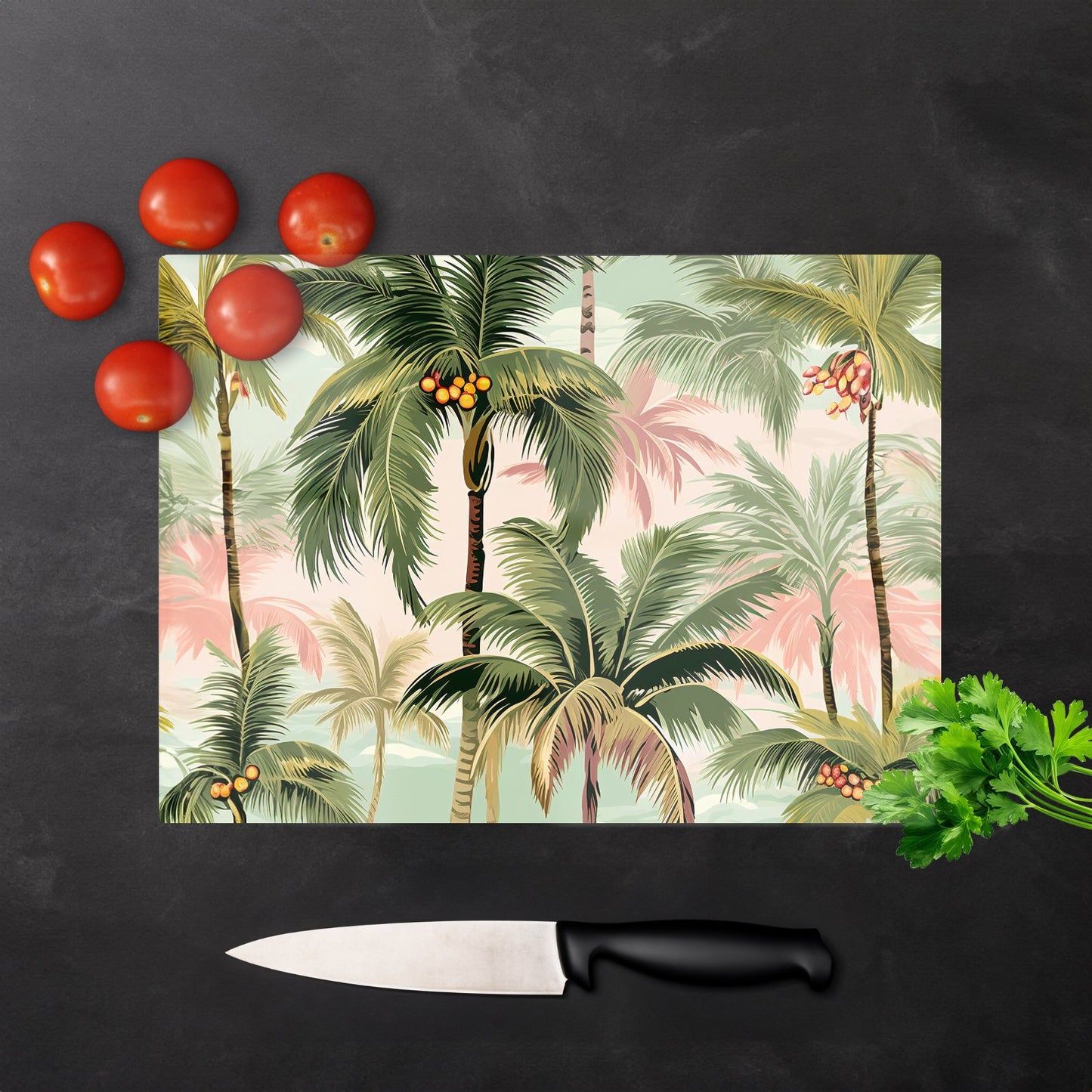 Palm Trees Pattern Glass Chopping Board