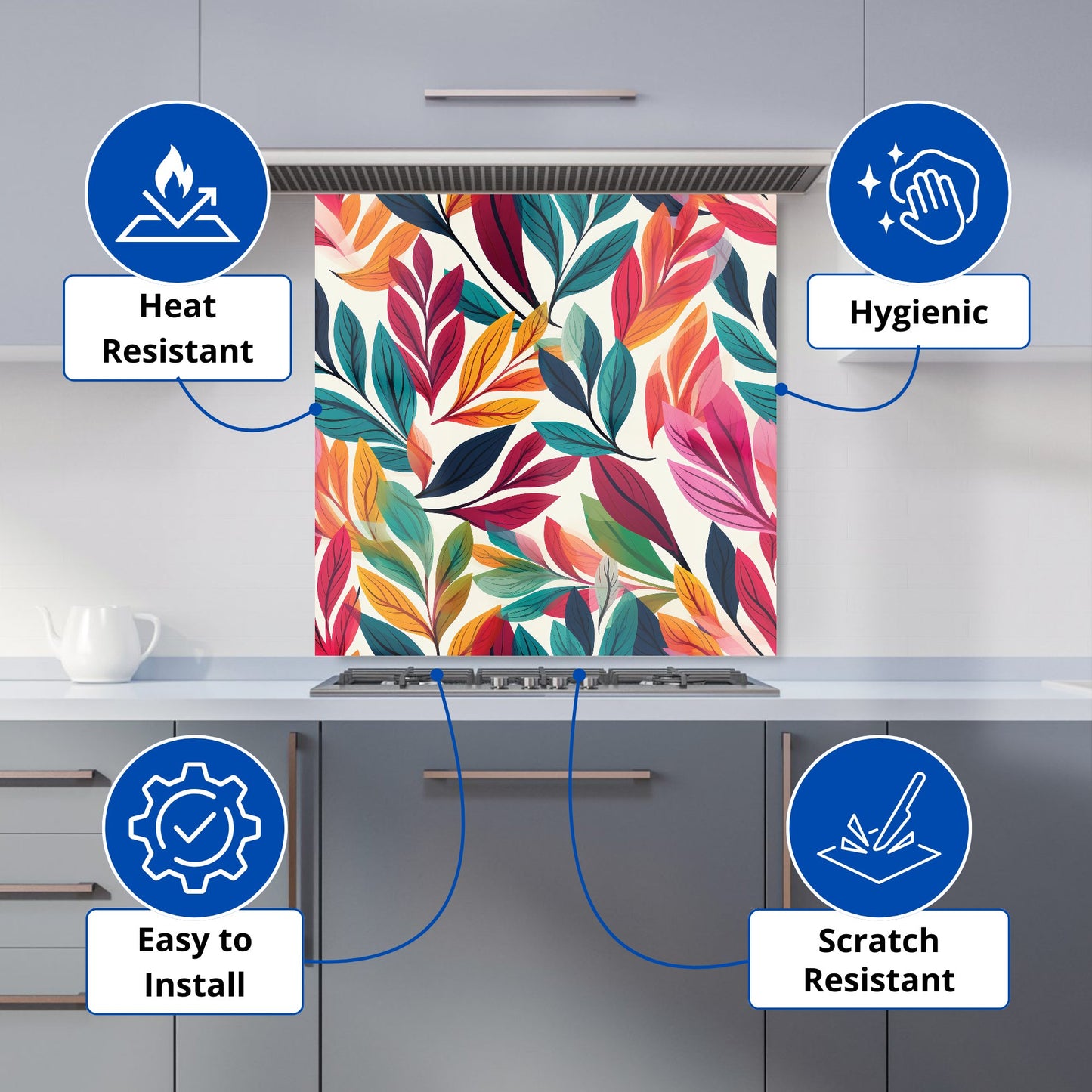 Bright Leaves Pattern Kitchen Splashback