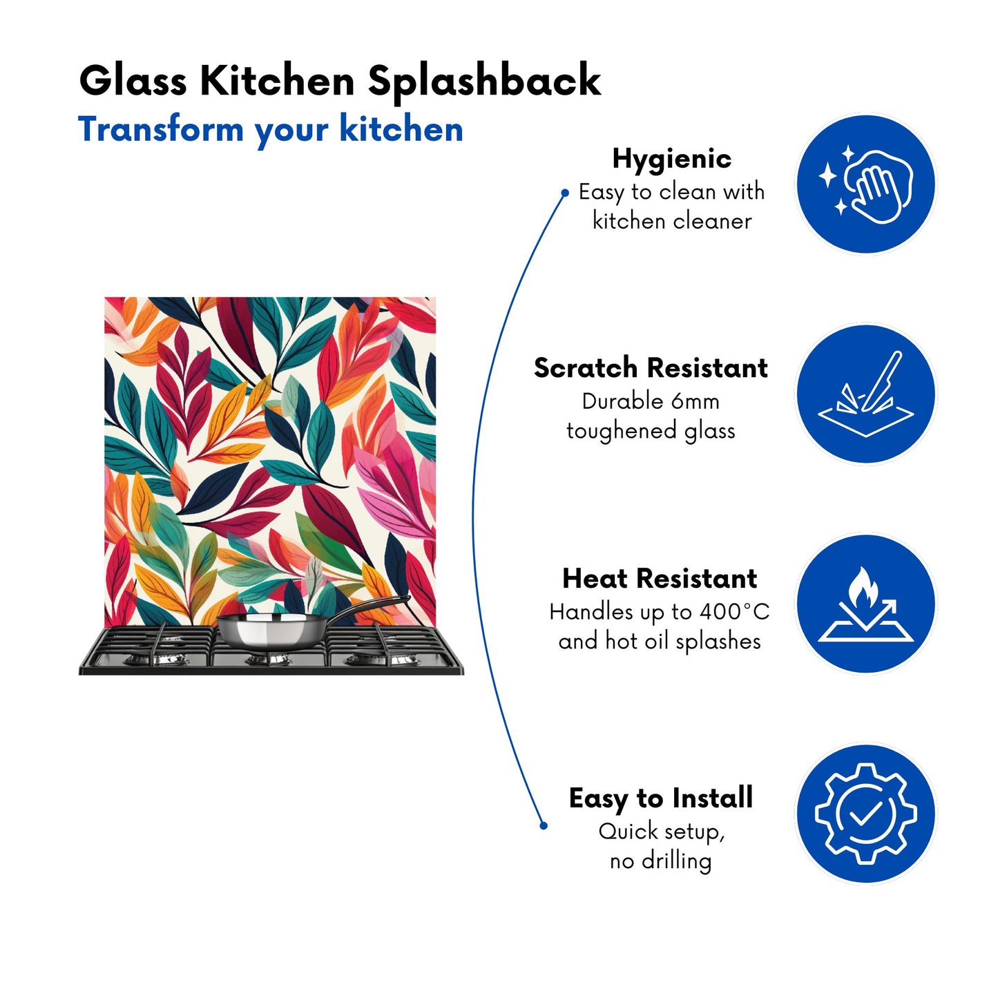 Bright Leaves Pattern Kitchen Splashback