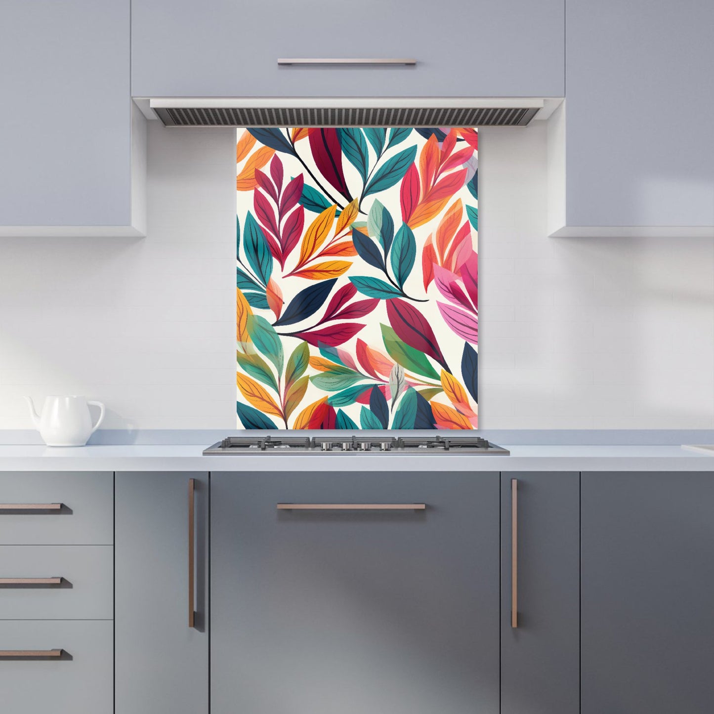 Bright Leaves Pattern Kitchen Splashback
