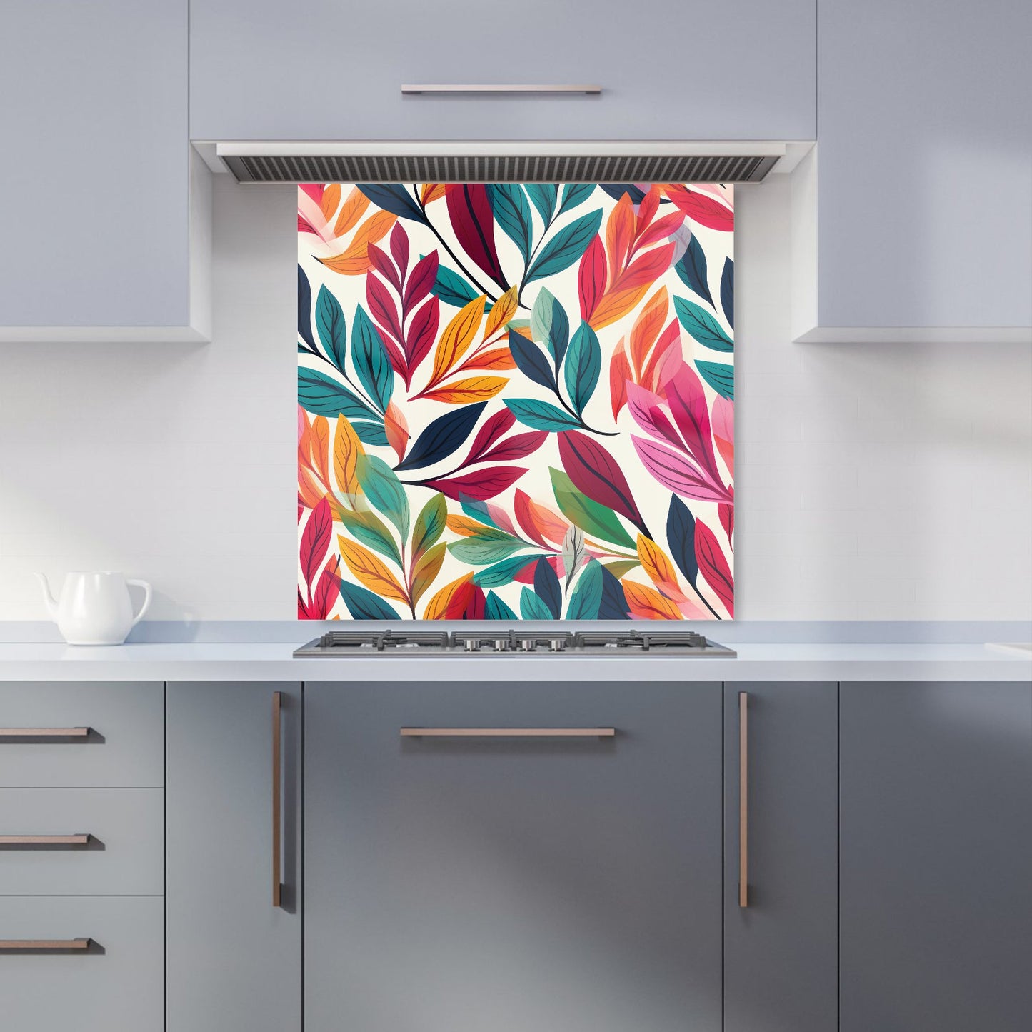 Bright Leaves Pattern Kitchen Splashback