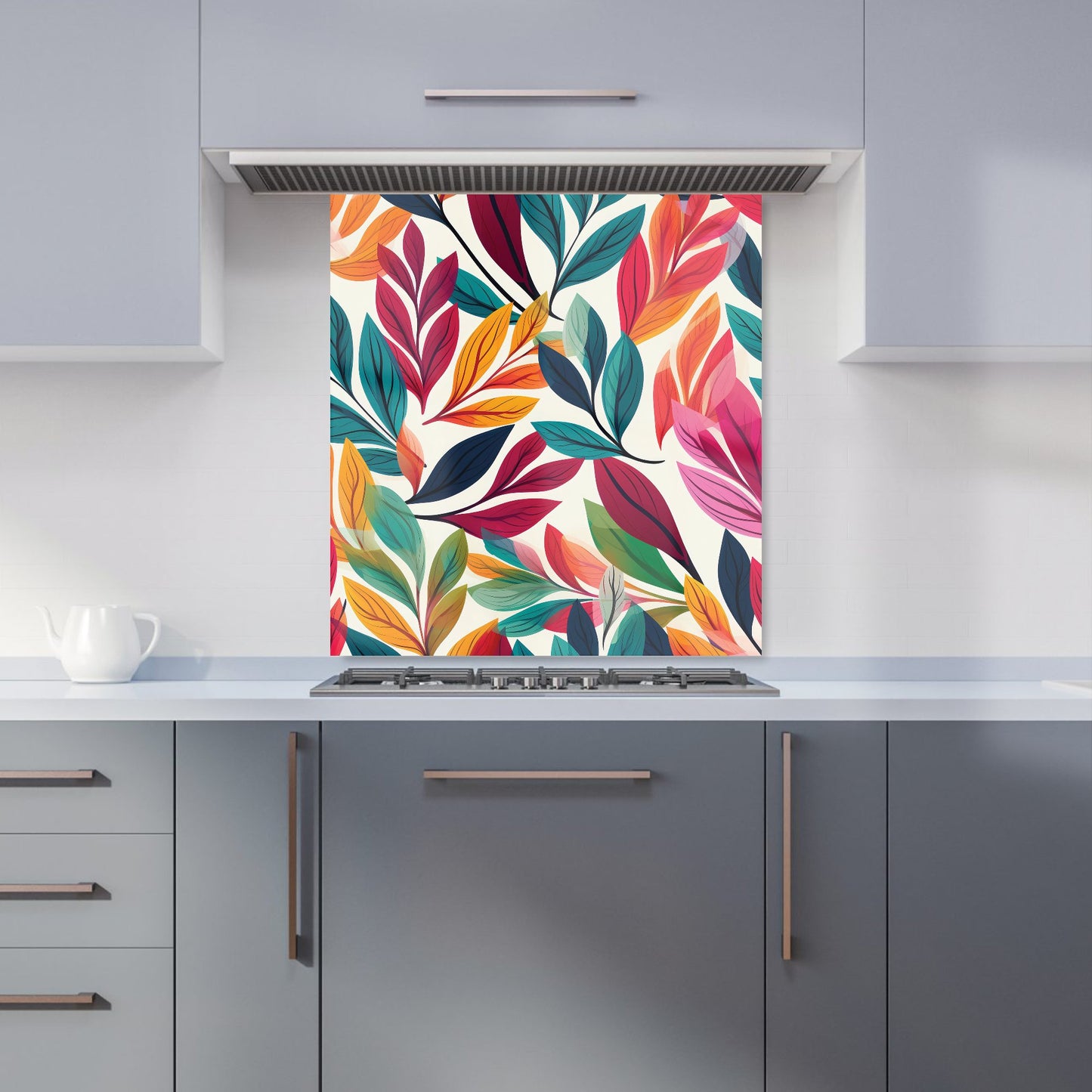 Bright Leaves Pattern Kitchen Splashback