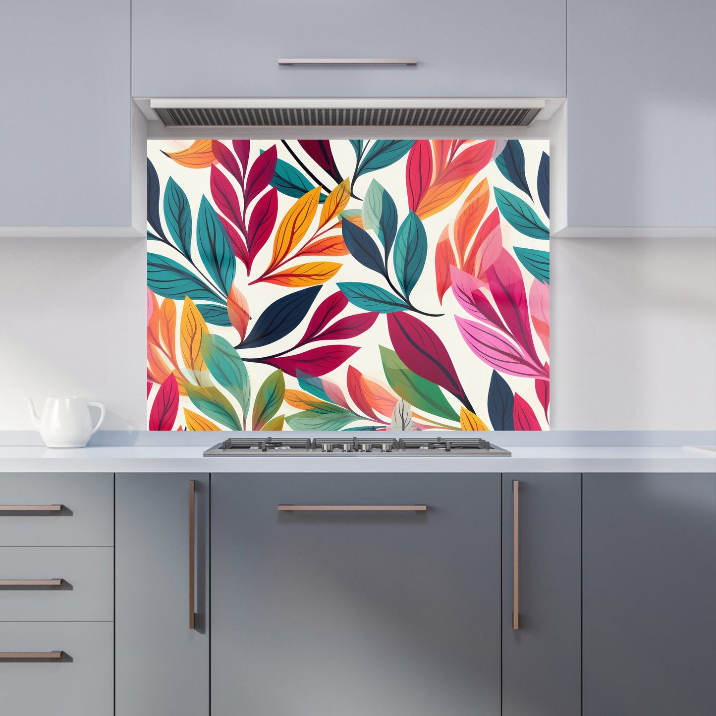 Bright Leaves Pattern Kitchen Splashback
